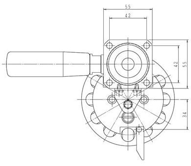 AK-110（ターレット式　1文字用）インパクト式エアー刻印機 寸法図3