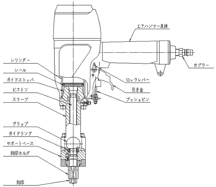 CS-110（1文字用）インパクト式エアー刻印機 寸法図2