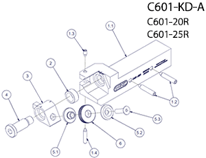 切削式ローレット寸法図 C601-N