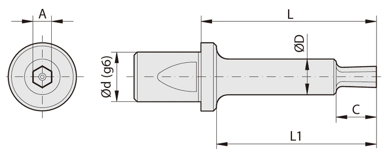 GP12A 六角ブローチ 軸径φ12ロングタイプブローチ