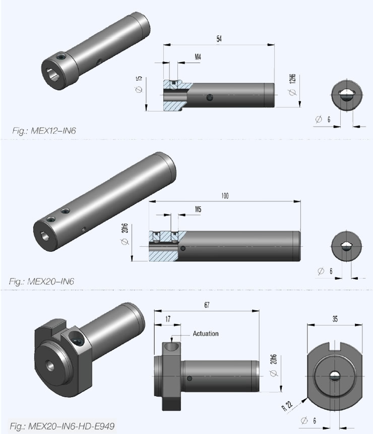 MAS INターン メックスターン用丸シャンクホルダ IN6寸法図