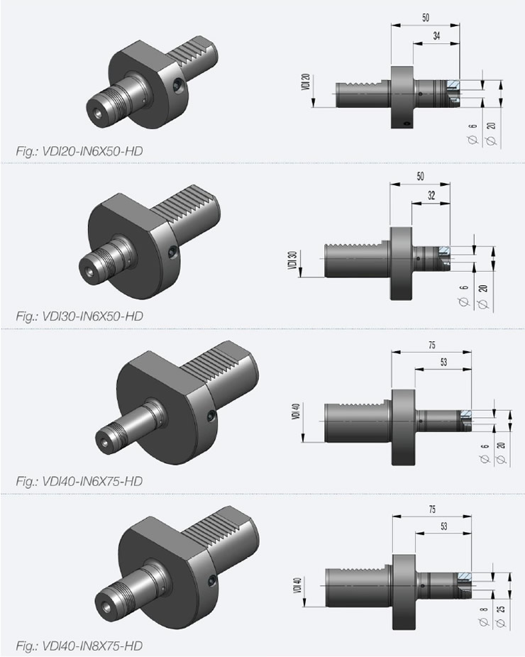 MAS INターン VDIハイドロクランプホルダ寸法図