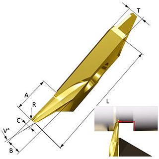 ウィズカット　後挽きツール スタイルB 寸法図